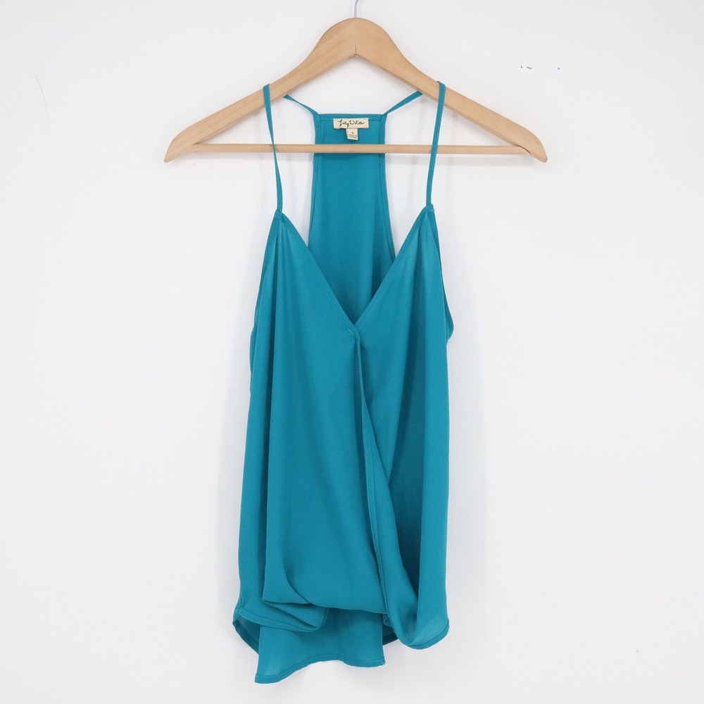 Lily White Cami Womens S Teal Surplice Wrap Racerback Excellent
